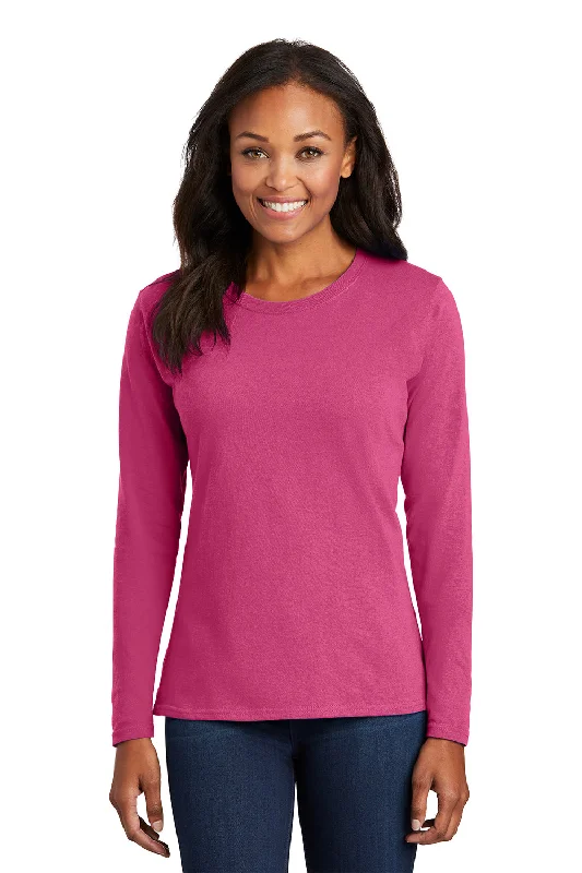Women's oversized tunic T - shirt for a relaxed fitPort & Company Womens Core Long Sleeve Crewneck T-Shirt - Sangria Pink Women's oversized tunic T - shirt for a relaxed fitPort & Company Womens Core Long Sleeve Crewneck T-Shirt - Sangria Pink