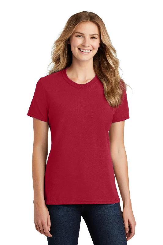 Open - work women's T - shirt with a scalloped hemPort & Company Womens Core Short Sleeve Crewneck T-Shirt - Red Open - work women's T - shirt with a scalloped hemPort & Company Womens Core Short Sleeve Crewneck T-Shirt - Red