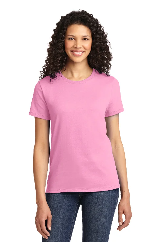 Open - front women's T - shirt with a beltPort & Company Womens Essential Short Sleeve Crewneck T-Shirt - Candy Pink Open - front women's T - shirt with a beltPort & Company Womens Essential Short Sleeve Crewneck T-Shirt - Candy Pink