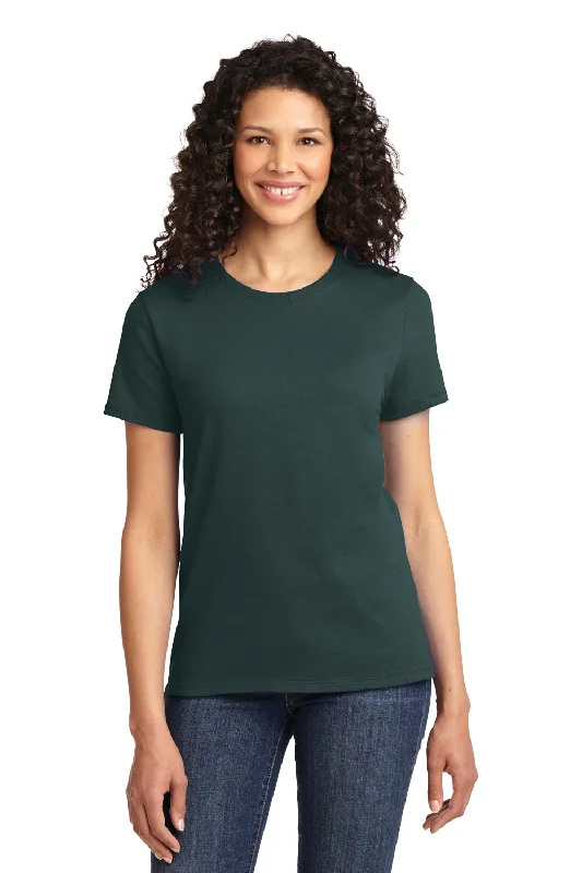Cable knit women's T - shirt with a cable - textured pocketPort & Company Womens Essential Short Sleeve Crewneck T-Shirt - Dark Green - Closeout Cable knit women's T - shirt with a cable - textured pocketPort & Company Womens Essential Short Sleeve Crewneck T-Shirt - Dark Green - Closeout