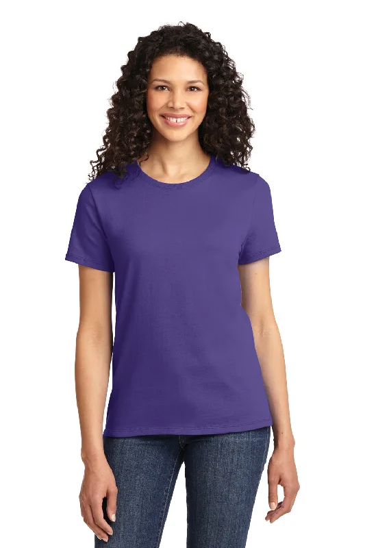 Cropped women's T - shirt with a ruffled hemPort & Company Womens Essential Short Sleeve Crewneck T-Shirt - Purple Cropped women's T - shirt with a ruffled hemPort & Company Womens Essential Short Sleeve Crewneck T-Shirt - Purple
