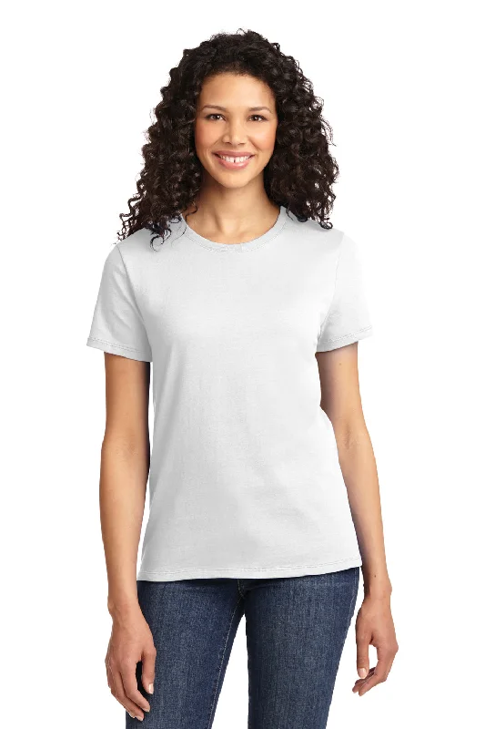 Women's T - shirt with a mock - fur collarPort & Company Womens Essential Short Sleeve Crewneck T-Shirt - White Women's T - shirt with a mock - fur collarPort & Company Womens Essential Short Sleeve Crewneck T-Shirt - White
