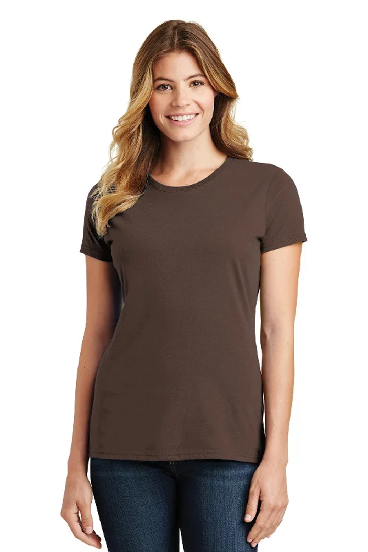 Fitted women's T - shirt with a ruched sidePort & Company Womens Fan Favorite Short Sleeve Crewneck T-Shirt - Dark Chocolate Brown - Closeout Fitted women's T - shirt with a ruched sidePort & Company Womens Fan Favorite Short Sleeve Crewneck T-Shirt - Dark Chocolate Brown - Closeout