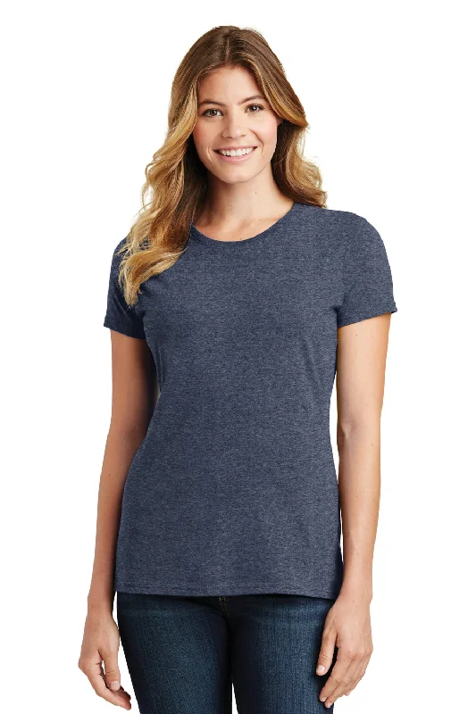 A - line women's T - shirt with a tiered rufflePort & Company Womens Fan Favorite Short Sleeve Crewneck T-Shirt - Heather Navy Blue