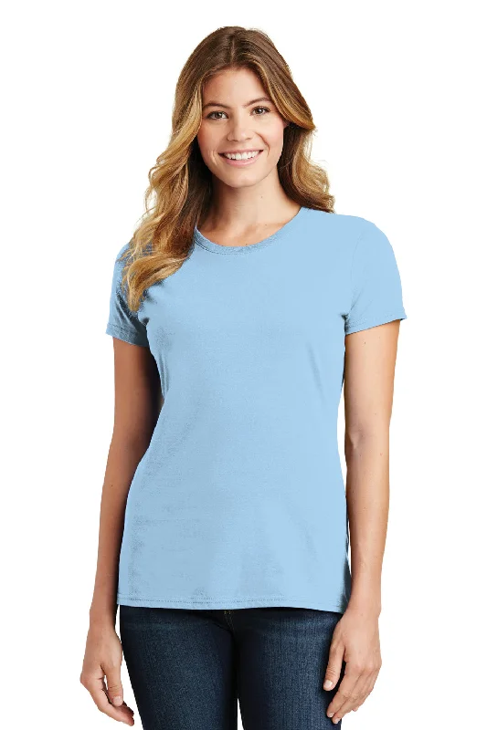 Women's T - shirt with a patch pocketPort & Company Womens Fan Favorite Short Sleeve Crewneck T-Shirt - Light Blue Women's T - shirt with a patch pocketPort & Company Womens Fan Favorite Short Sleeve Crewneck T-Shirt - Light Blue