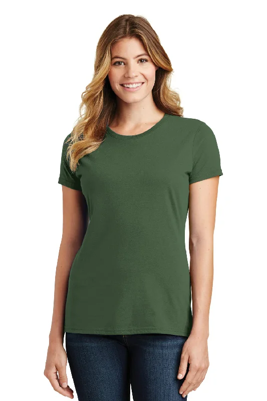 Printed women's T - shirt with a vintage - inspired floral patternPort & Company Womens Fan Favorite Short Sleeve Crewneck T-Shirt - Olive Green - Closeout Printed women's T - shirt with a vintage - inspired floral patternPort & Company Womens Fan Favorite Short Sleeve Crewneck T-Shirt - Olive Green - Closeout