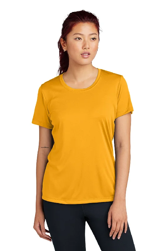 Printed women's T - shirt with a watercolor - inspired patternSport-Tek Womens Competitor Moisture Wicking Short Sleeve Crewneck T-Shirt - Gold