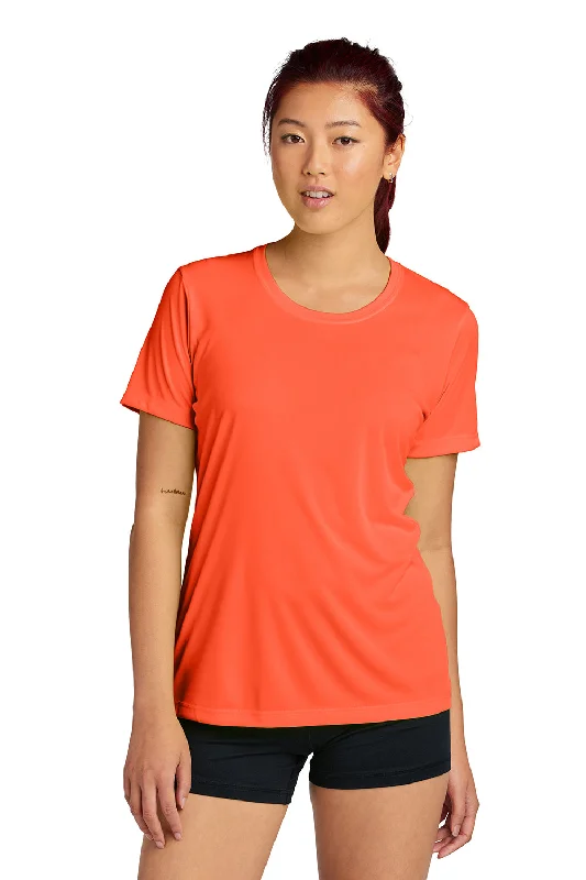 Women's T - shirt with a burnout floral patternSport-Tek Womens Competitor Moisture Wicking Short Sleeve Crewneck T-Shirt - Neon Orange Women's T - shirt with a burnout floral patternSport-Tek Womens Competitor Moisture Wicking Short Sleeve Crewneck T-Shirt - Neon Orange