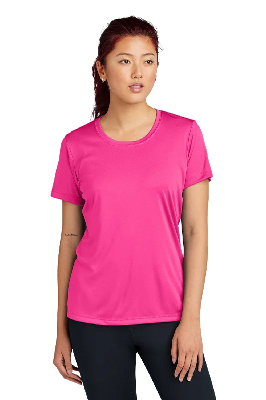 Mock neck women's T - shirt for a modern twistSport-Tek Womens Competitor Moisture Wicking Short Sleeve Crewneck T-Shirt - Neon Pink Mock neck women's T - shirt for a modern twistSport-Tek Womens Competitor Moisture Wicking Short Sleeve Crewneck T-Shirt - Neon Pink