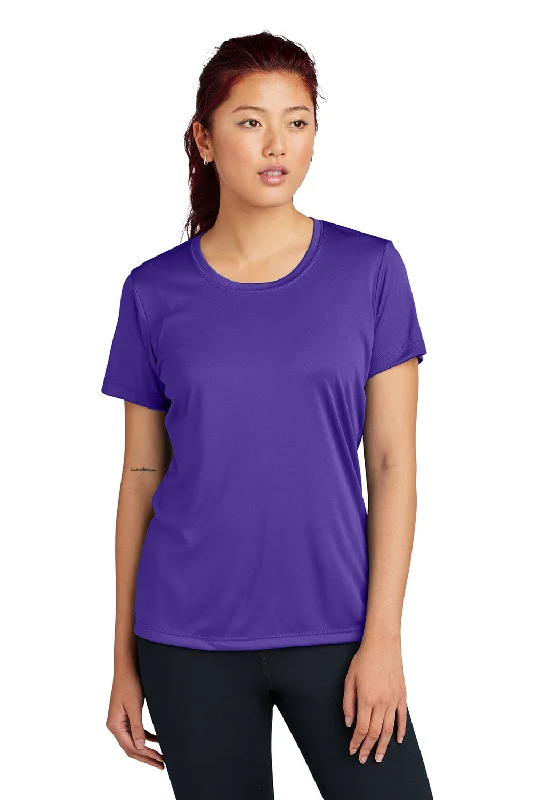 Chunky ribbed women's T - shirt for a textured lookSport-Tek Womens Competitor Moisture Wicking Short Sleeve Crewneck T-Shirt - Purple Chunky ribbed women's T - shirt for a textured lookSport-Tek Womens Competitor Moisture Wicking Short Sleeve Crewneck T-Shirt - Purple