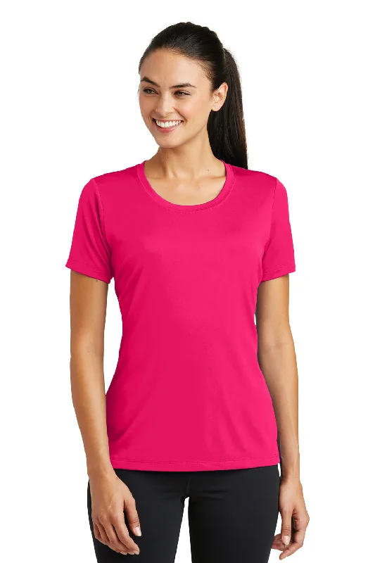 Women's T - shirt with a sequined sleeveSport-Tek Womens Tough Moisture Wicking Short Sleeve Crewneck T-Shirt - Raspberry Pink - Closeout Women's T - shirt with a sequined sleeveSport-Tek Womens Tough Moisture Wicking Short Sleeve Crewneck T-Shirt - Raspberry Pink - Closeout