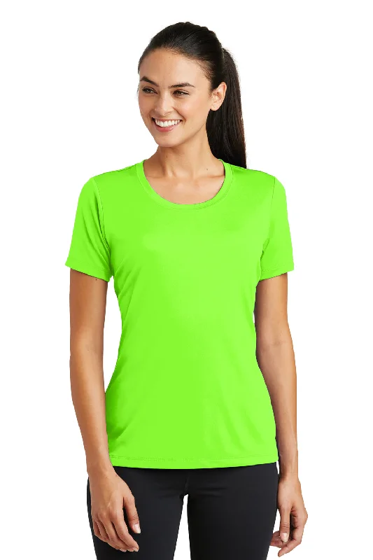 Women's T - shirt with a flapped pocketSport-Tek Womens Tough Moisture Wicking Short Sleeve Crewneck T-Shirt - Neon Green - Closeout Women's T - shirt with a flapped pocketSport-Tek Womens Tough Moisture Wicking Short Sleeve Crewneck T-Shirt - Neon Green - Closeout