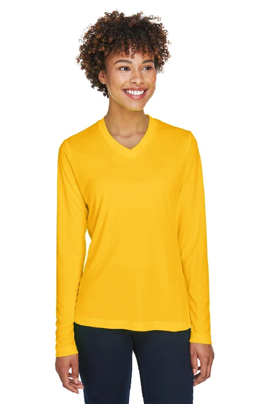 Women's T - shirt with a dropped - shoulder and wide - sleeve designTeam 365 Womens Zone Performance Moisture Wicking Long Sleeve Crewneck T-Shirt - Athletic Gold Women's T - shirt with a dropped - shoulder and wide - sleeve designTeam 365 Womens Zone Performance Moisture Wicking Long Sleeve Crewneck T-Shirt - Athletic Gold