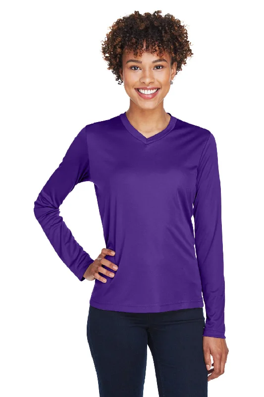 Printed women's T - shirt with a nautical - themed patternTeam 365 Womens Zone Performance Moisture Wicking Long Sleeve Crewneck T-Shirt - Purple Printed women's T - shirt with a nautical - themed patternTeam 365 Womens Zone Performance Moisture Wicking Long Sleeve Crewneck T-Shirt - Purple