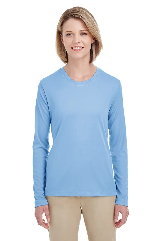 Cable knit women's T - shirt with a beltUltraClub Womens Cool & Dry Performance Moisture Wicking Long Sleeve Crewneck T-Shirt - Columbia Blue Cable knit women's T - shirt with a beltUltraClub Womens Cool & Dry Performance Moisture Wicking Long Sleeve Crewneck T-Shirt - Columbia Blue