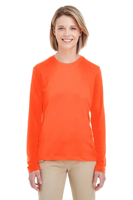 Women's oversized tunic T - shirt for a relaxed fitUltraClub Womens Cool & Dry Performance Moisture Wicking Long Sleeve Crewneck T-Shirt - Bright Orange Women's oversized tunic T - shirt for a relaxed fitUltraClub Womens Cool & Dry Performance Moisture Wicking Long Sleeve Crewneck T-Shirt - Bright Orange