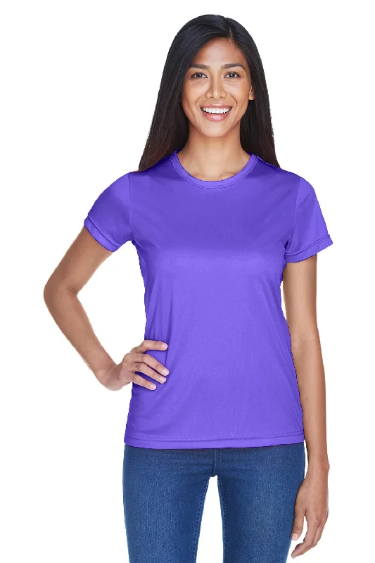 Women's T - shirt with a burnout floral patternUltraClub Womens Cool & Dry Performance Moisture Wicking Short Sleeve Crewneck T-Shirt - Purple Women's T - shirt with a burnout floral patternUltraClub Womens Cool & Dry Performance Moisture Wicking Short Sleeve Crewneck T-Shirt - Purple