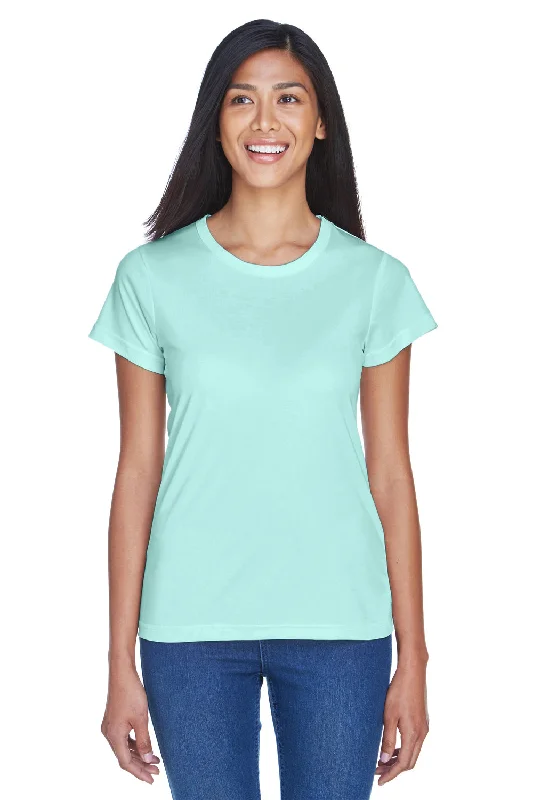 Long - length women's T - shirt to wear as a cover - upUltraClub Womens Cool & Dry Performance Moisture Wicking Short Sleeve Crewneck T-Shirt - Sea Frost Green Long - length women's T - shirt to wear as a cover - upUltraClub Womens Cool & Dry Performance Moisture Wicking Short Sleeve Crewneck T-Shirt - Sea Frost Green