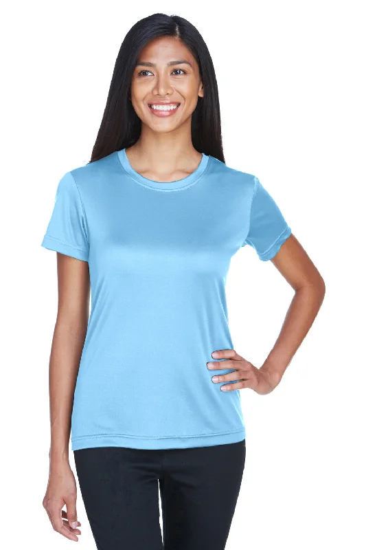 Color - blocked women's T - shirt for a bold statementUltraClub Womens Cool & Dry Performance Moisture Wicking Short Sleeve Crewneck T-Shirt - Columbia Blue Color - blocked women's T - shirt for a bold statementUltraClub Womens Cool & Dry Performance Moisture Wicking Short Sleeve Crewneck T-Shirt - Columbia Blue