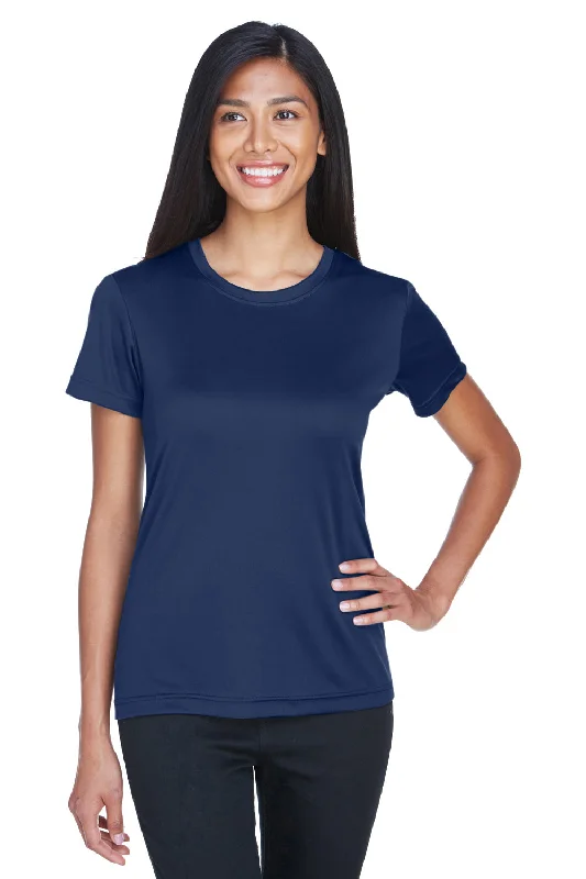 Women's T - shirt with a ruffled collarUltraClub Womens Cool & Dry Performance Moisture Wicking Short Sleeve Crewneck T-Shirt - Navy Blue Women's T - shirt with a ruffled collarUltraClub Womens Cool & Dry Performance Moisture Wicking Short Sleeve Crewneck T-Shirt - Navy Blue