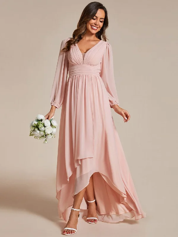 "Flash Sale: Grab Your Favorite Women's Dresses at Unbeatable Prices!"A-Line Pleated See-Through Long Lantern Midi Chiffon Bridesmaid Dress "Flash Sale: Grab Your Favorite Women's Dresses at Unbeatable Prices!"A-Line Pleated See-Through Long Lantern Midi Chiffon Bridesmaid Dress