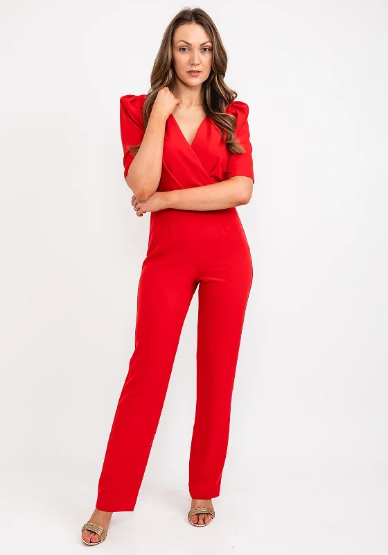 "T - shirt dresses for women for ultimate comfort"Casting Belted Waist Jumpsuit, Red "T - shirt dresses for women for ultimate comfort"Casting Belted Waist Jumpsuit, Red