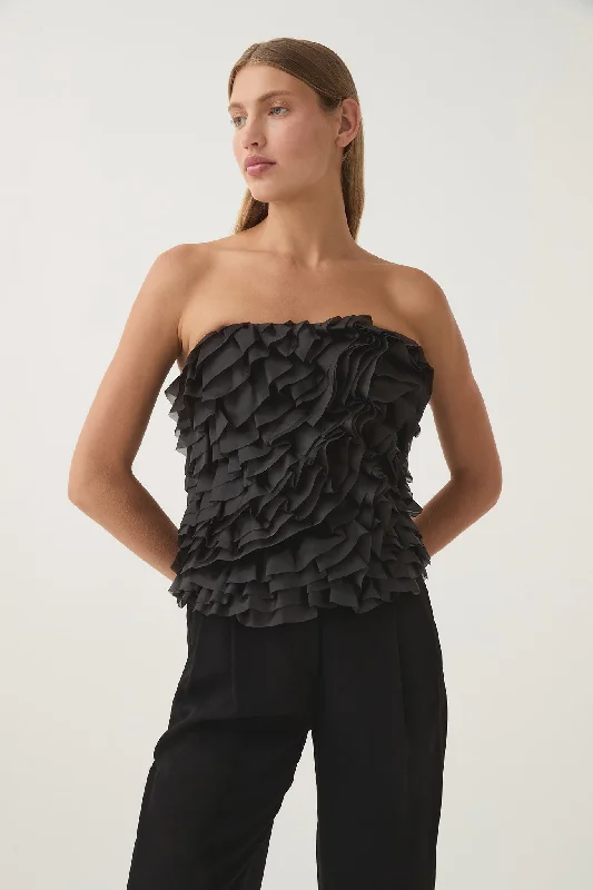 "Mother of the bride dresses for women in elegant styles"Charmed Rosette Ruffle Bustier "Mother of the bride dresses for women in elegant styles"Charmed Rosette Ruffle Bustier