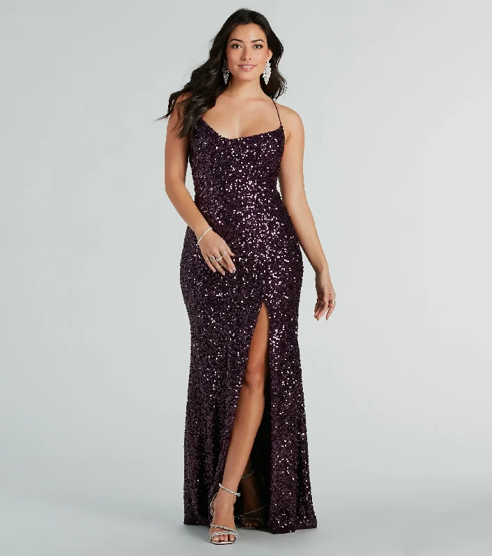 "Striped dresses for women with a classic touch"CLEARANCE - Esperanza Formal Sequin Cowl Dress "Striped dresses for women with a classic touch"CLEARANCE - Esperanza Formal Sequin Cowl Dress