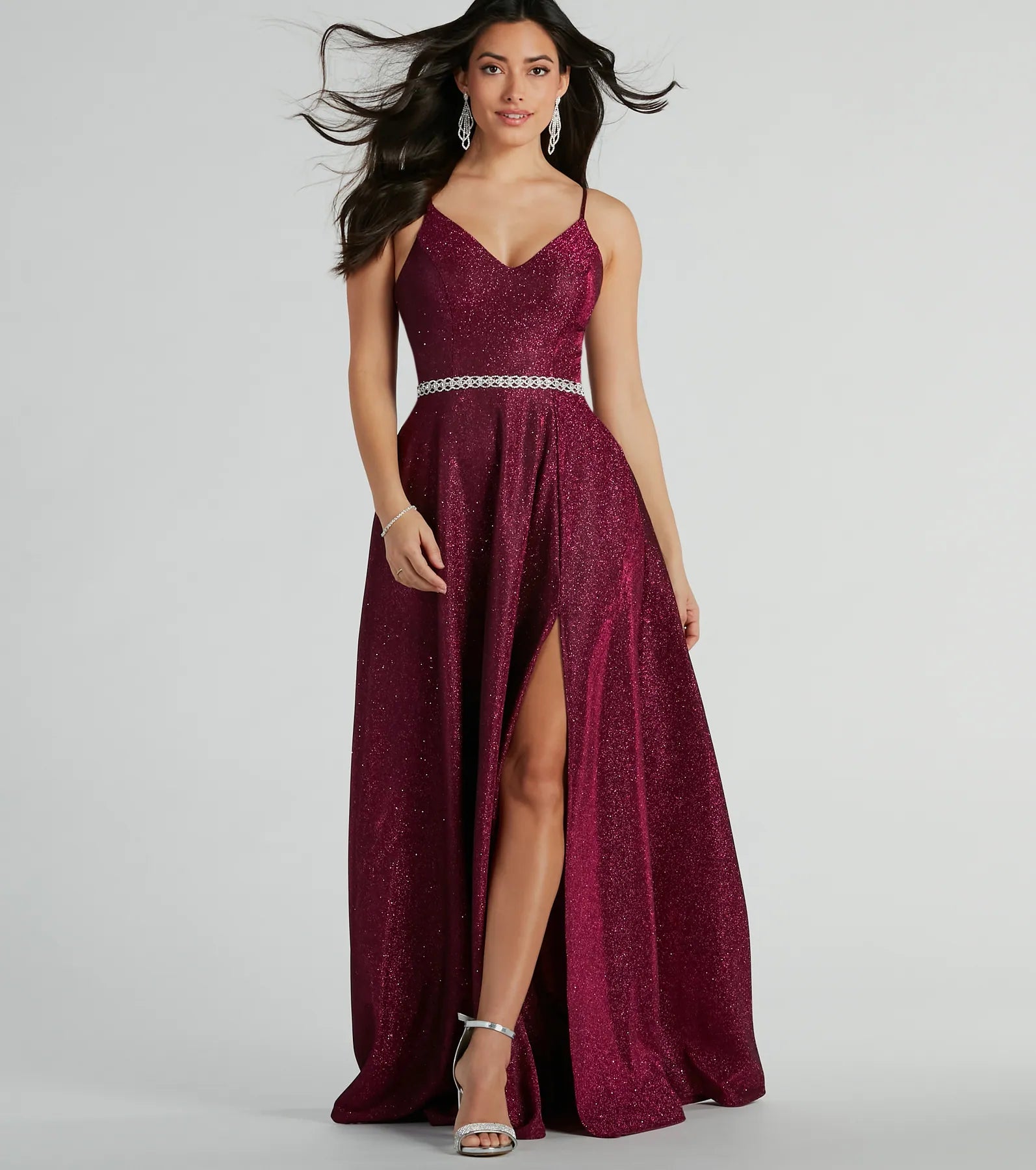 "Sustainable and eco - friendly women's dresses"CLEARANCE - Tanya Formal Glitter A-Line Long Dress "Sustainable and eco - friendly women's dresses"CLEARANCE - Tanya Formal Glitter A-Line Long Dress