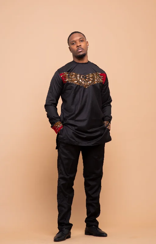 "Designer - inspired women's evening dresses"Colton Ankara 2 piece Men Shirt and Trouser | Black and African Print "Designer - inspired women's evening dresses"Colton Ankara 2 piece Men Shirt and Trouser | Black and African Print