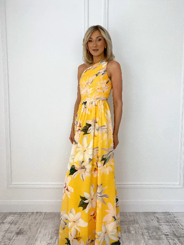 "Mother of the bride dresses for women in elegant styles"Fiona Maxi Dress with Draped Top - Yellow "Mother of the bride dresses for women in elegant styles"Fiona Maxi Dress with Draped Top - Yellow