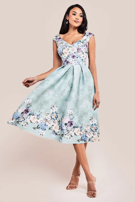 "Maxi dresses for women to wear in the fall"Goddiva Sweetheart Floral Midi Dress - Sage Green "Maxi dresses for women to wear in the fall"Goddiva Sweetheart Floral Midi Dress - Sage Green
