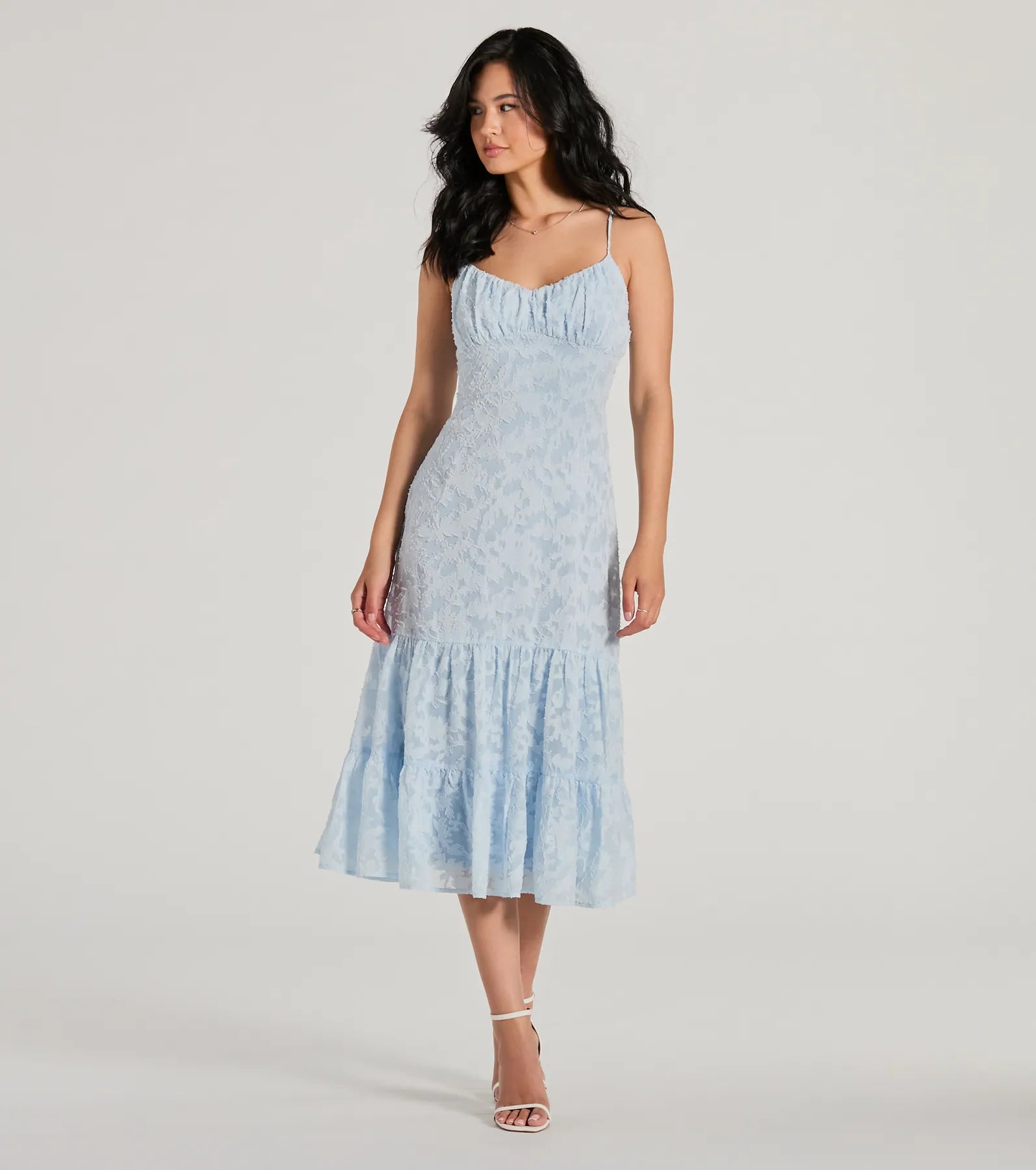 "Mother of the groom dresses for women in sophisticated designs"Heavenly Cute Scoop Neck Chiffon Ruffled Midi Dress "Mother of the groom dresses for women in sophisticated designs"Heavenly Cute Scoop Neck Chiffon Ruffled Midi Dress