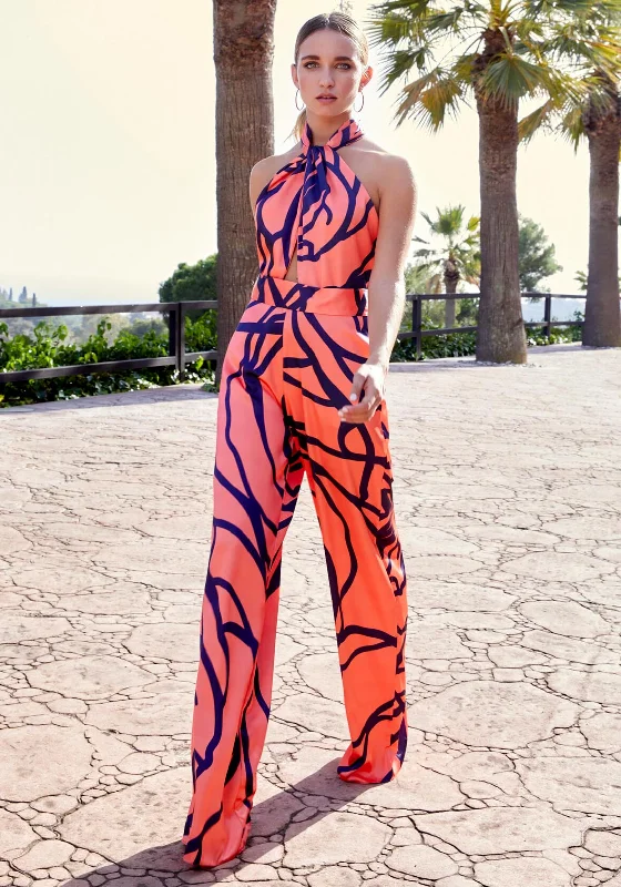 "Maxi dresses for women to wear in the fall"Herysa Dolors Halter Neck Jumpsuit, Coral Multi "Maxi dresses for women to wear in the fall"Herysa Dolors Halter Neck Jumpsuit, Coral Multi