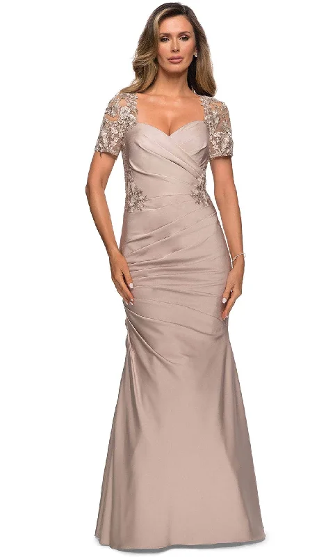 "Exclusive Discount: 30% Off All Women's Dresses for a Limited Period"La Femme - 27989 Applique V Neck Trumpet Dress "Exclusive Discount: 30% Off All Women's Dresses for a Limited Period"La Femme - 27989 Applique V Neck Trumpet Dress