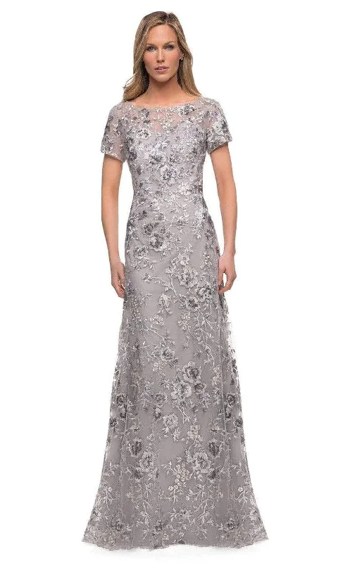 "Stylish cocktail dresses for women on a budget"La Femme - 29281 Floral Embroidered A-line Mother of the Groom Gown "Stylish cocktail dresses for women on a budget"La Femme - 29281 Floral Embroidered A-line Mother of the Groom Gown