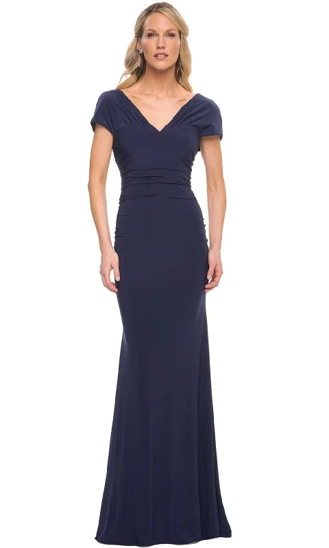 "Seasonal Sale: Save Big on Women's Dresses for Every Occasion"La Femme 29998 - Pleated Short Sleeve Evening Dress "Seasonal Sale: Save Big on Women's Dresses for Every Occasion"La Femme 29998 - Pleated Short Sleeve Evening Dress
