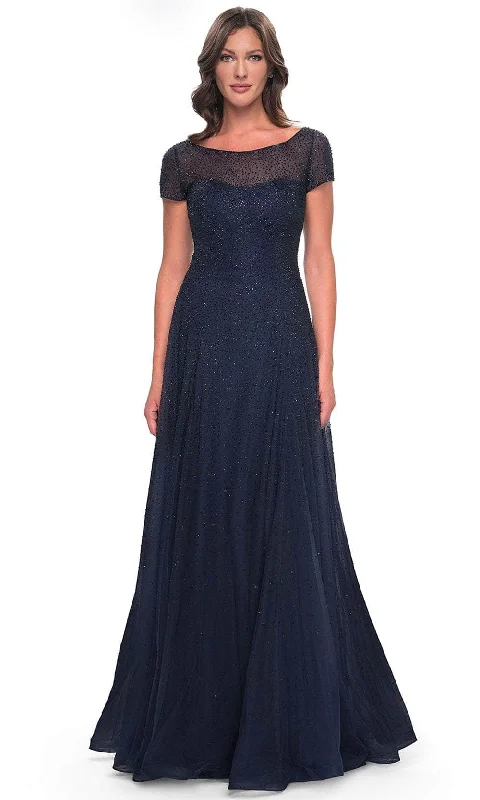 "Floral print dresses for women for a feminine look"La Femme 30852 - Illusion Rhinestone Formal Dress "Floral print dresses for women for a feminine look"La Femme 30852 - Illusion Rhinestone Formal Dress