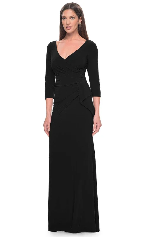 "Petite women's dresses with flattering fits"La Femme 30967 - Quarter Sleeve Jersey Evening Dress "Petite women's dresses with flattering fits"La Femme 30967 - Quarter Sleeve Jersey Evening Dress