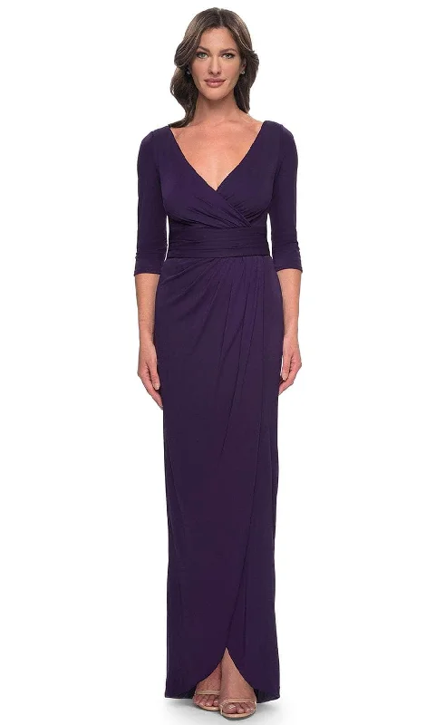 "Polka dot dresses for women with a retro vibe"La Femme 31014 - Tulip Hem Jersey Evening Dress "Polka dot dresses for women with a retro vibe"La Femme 31014 - Tulip Hem Jersey Evening Dress