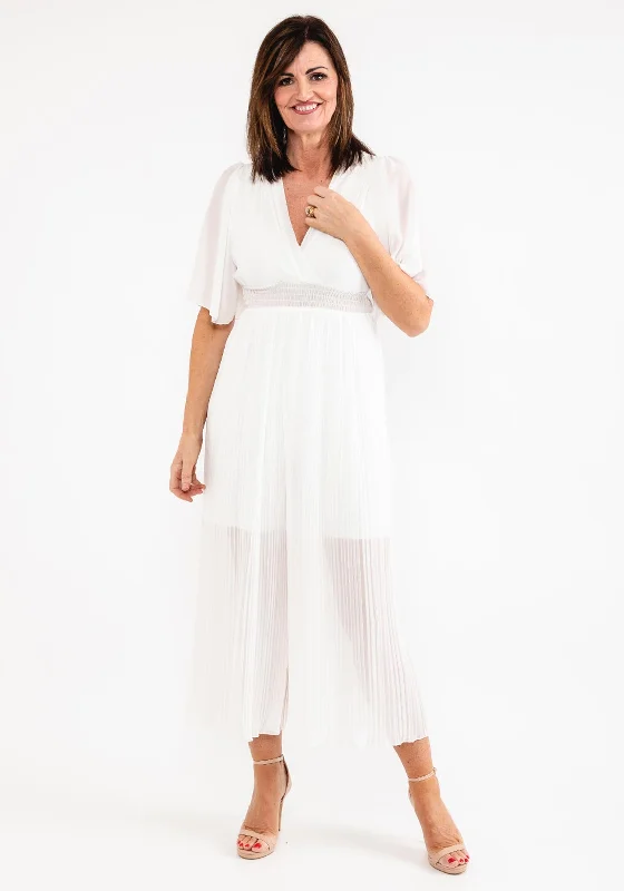 "Buy One, Get One 50% Off on Women's Dresses - Don't Miss Out!"Seventy1 One Size Pleated Chiffon Jumpsuit, White "Buy One, Get One 50% Off on Women's Dresses - Don't Miss Out!"Seventy1 One Size Pleated Chiffon Jumpsuit, White