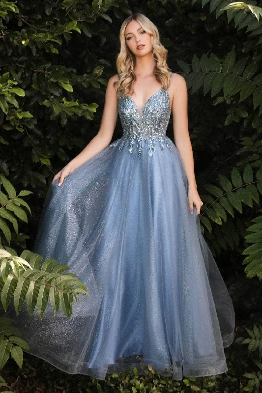 "A - line dresses for women to flatter the figure"Ladivine CD0154 - Plunging Beaded A-Line Junior Prom Gown "A - line dresses for women to flatter the figure"Ladivine CD0154 - Plunging Beaded A-Line Junior Prom Gown