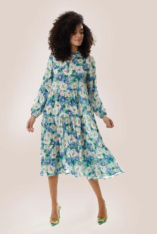 "Midi dresses for women with unique patterns"Liquorish Divine Grace Blue Floral Midi Smock Dress "Midi dresses for women with unique patterns"Liquorish Divine Grace Blue Floral Midi Smock Dress