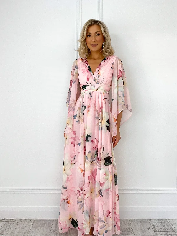 "Bodycon dresses for women to show off curves"Natalia Maxi Floral Dress with Bell Sleeves "Bodycon dresses for women to show off curves"Natalia Maxi Floral Dress with Bell Sleeves