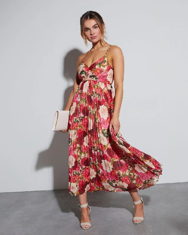 "Simple wedding dresses for women who prefer understated elegance"Naomie Floral Pleated Maxi Dress "Simple wedding dresses for women who prefer understated elegance"Naomie Floral Pleated Maxi Dress