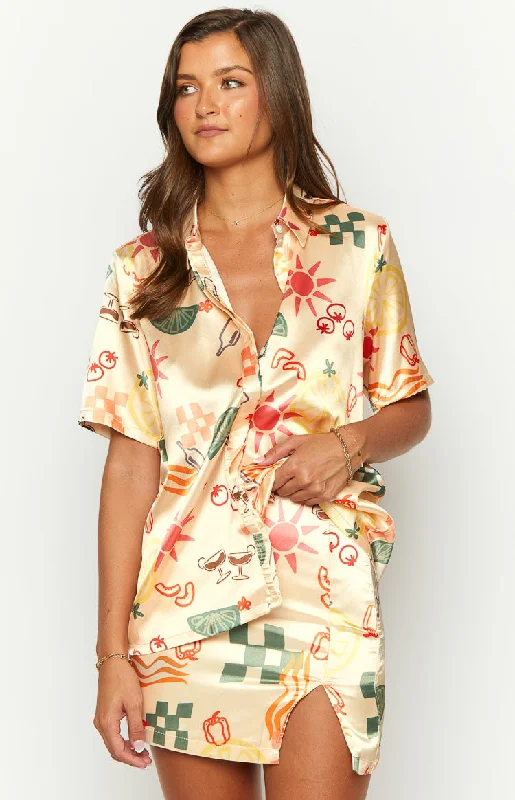 "White dresses for women for a fresh and clean look"Noir Golden Escape Yellow Print MIni Skirt "White dresses for women for a fresh and clean look"Noir Golden Escape Yellow Print MIni Skirt