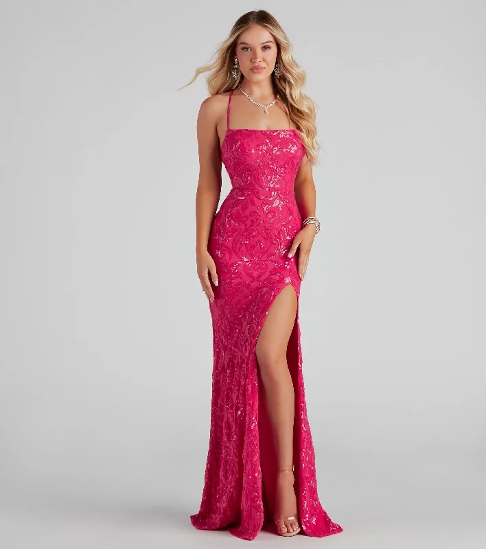 "Ruffled dresses for women for added femininity"PLACEHOLDER - Rowena Sequin Mermaid Dress "Ruffled dresses for women for added femininity"PLACEHOLDER - Rowena Sequin Mermaid Dress