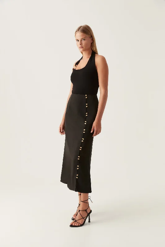"Beach wedding dresses for women for a laid - back ceremony"Riddle Button Down Midi Skirt "Beach wedding dresses for women for a laid - back ceremony"Riddle Button Down Midi Skirt