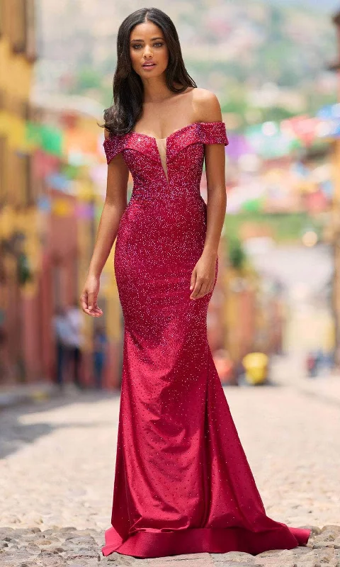 "A - line dresses for women to flatter the figure"Sherri Hill 55338 - Beaded Off Shoulder Prom Dress "A - line dresses for women to flatter the figure"Sherri Hill 55338 - Beaded Off Shoulder Prom Dress