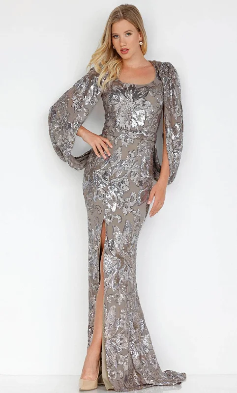 "White dresses for women for a fresh and clean look"Terani Couture 231M0356 - Modified Sleeve Floral Sequined Gown "White dresses for women for a fresh and clean look"Terani Couture 231M0356 - Modified Sleeve Floral Sequined Gown